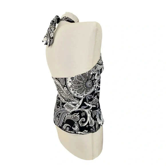 Land’s End || Halter Paisley Tankini Top Swimsuit Padded Bra Size 4 - Picture 3 of 5